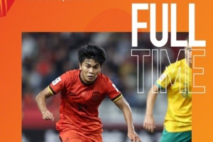 U20亚洲杯小组赛A组第三轮，中国队1比2负于澳大利亚队
