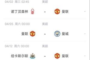 蓝狐救一下？曼联未来5轮将遭遇英超2/3/4/6名：枪手森林曼城纽卡