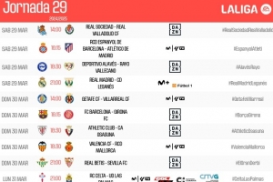 西甲29轮调整：30日23：15巴萨vs赫罗纳 31日1:30毕巴vs奥萨苏纳
