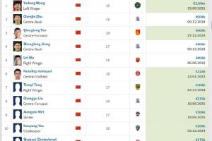 在历史上，18岁以下（含）的中国球员还从未有过如此高的身价