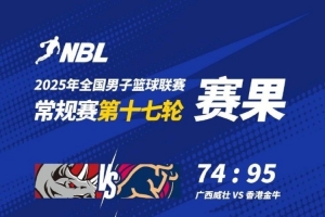 NBL常规赛今日赛果：广西威壮不敌中国香港金牛